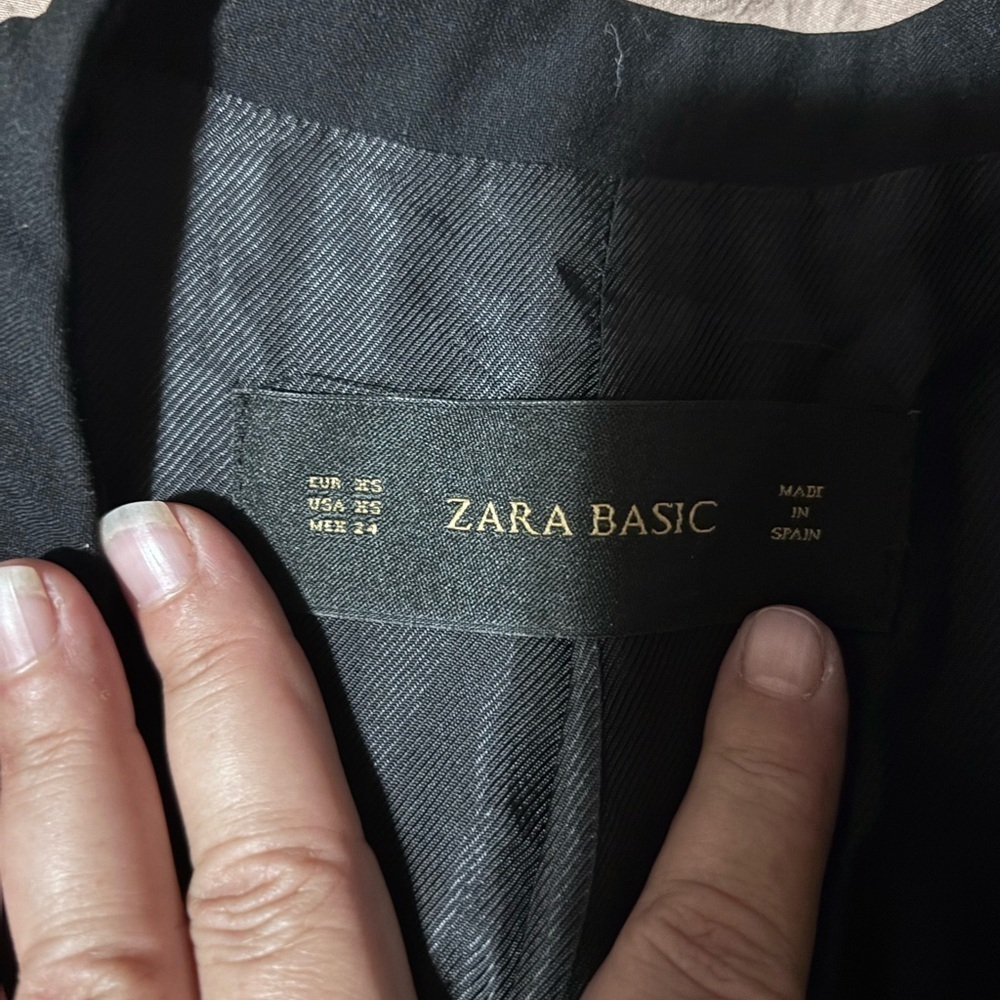 Zara Black Zip Front Blazer XS Tailored Minimalist Work Office Jacket - Picture 11 of 11